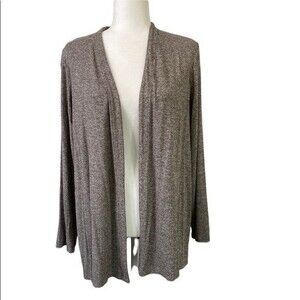 J Jill Wearever Long Open Front Cardigan Drape Long Sleeve Stretch Knit Pockets